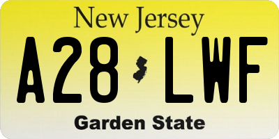 NJ license plate A28LWF