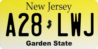 NJ license plate A28LWJ
