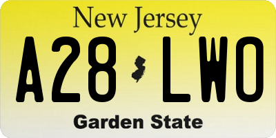 NJ license plate A28LWO
