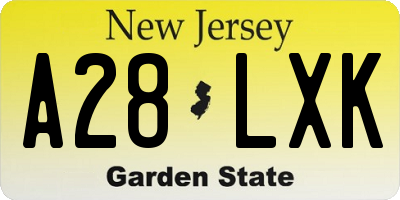 NJ license plate A28LXK