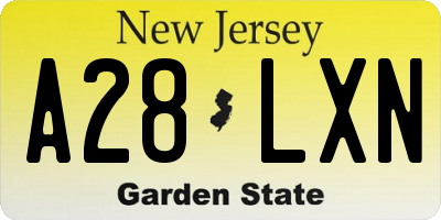 NJ license plate A28LXN