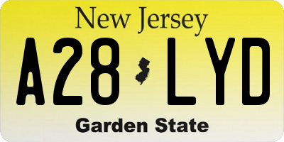 NJ license plate A28LYD