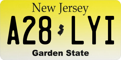 NJ license plate A28LYI