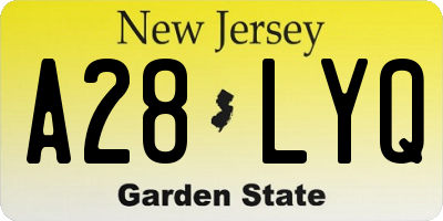 NJ license plate A28LYQ