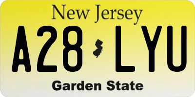 NJ license plate A28LYU