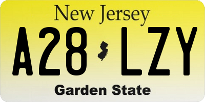NJ license plate A28LZY