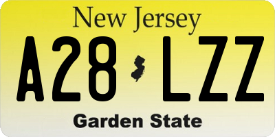 NJ license plate A28LZZ