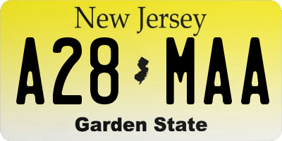 NJ license plate A28MAA