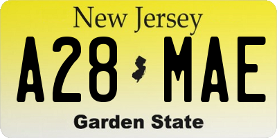 NJ license plate A28MAE