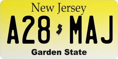 NJ license plate A28MAJ