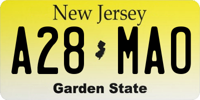 NJ license plate A28MAO