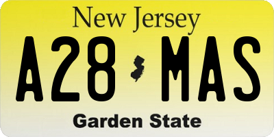 NJ license plate A28MAS