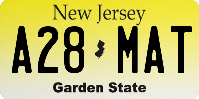 NJ license plate A28MAT