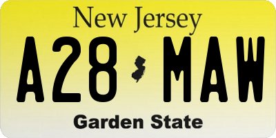 NJ license plate A28MAW