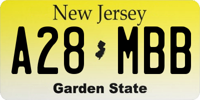 NJ license plate A28MBB