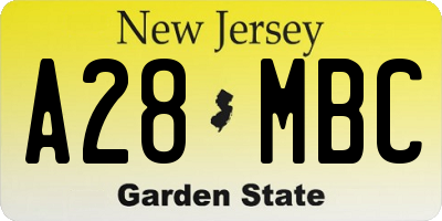 NJ license plate A28MBC