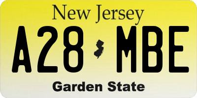 NJ license plate A28MBE