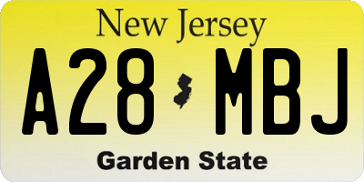 NJ license plate A28MBJ