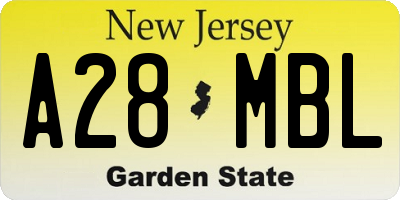 NJ license plate A28MBL