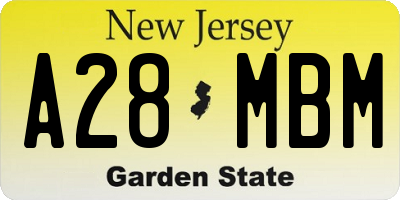 NJ license plate A28MBM
