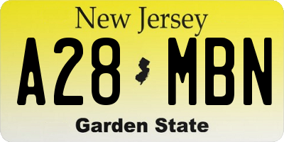 NJ license plate A28MBN