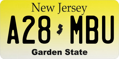 NJ license plate A28MBU
