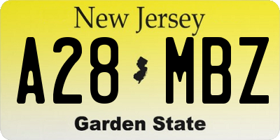 NJ license plate A28MBZ