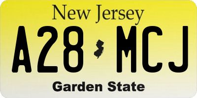 NJ license plate A28MCJ
