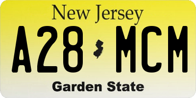 NJ license plate A28MCM