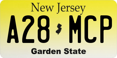 NJ license plate A28MCP