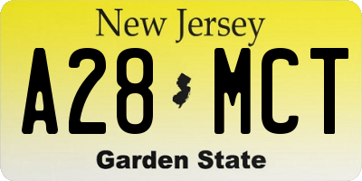 NJ license plate A28MCT