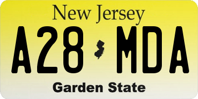 NJ license plate A28MDA