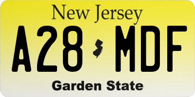 NJ license plate A28MDF