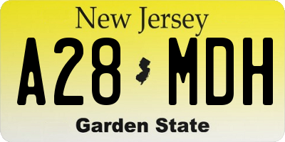 NJ license plate A28MDH