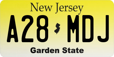 NJ license plate A28MDJ