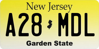 NJ license plate A28MDL