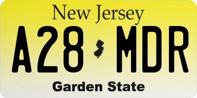 NJ license plate A28MDR