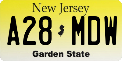 NJ license plate A28MDW