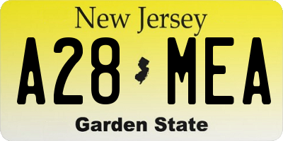 NJ license plate A28MEA