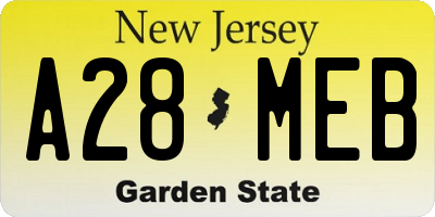 NJ license plate A28MEB