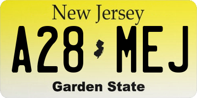 NJ license plate A28MEJ