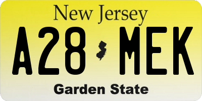 NJ license plate A28MEK
