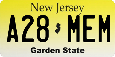 NJ license plate A28MEM