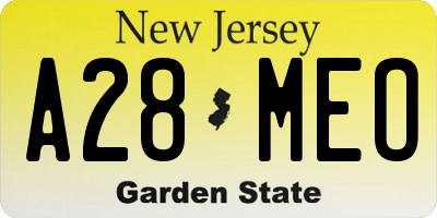 NJ license plate A28MEO