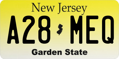 NJ license plate A28MEQ