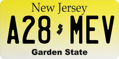 NJ license plate A28MEV