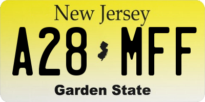 NJ license plate A28MFF