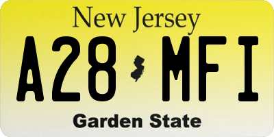 NJ license plate A28MFI