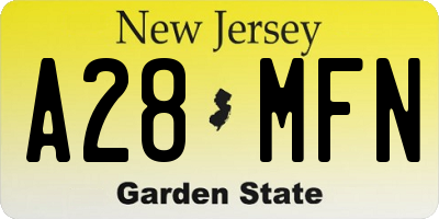 NJ license plate A28MFN