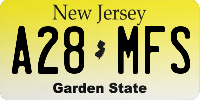 NJ license plate A28MFS